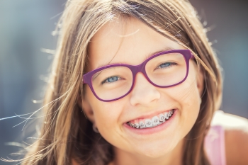 Young girl with braces